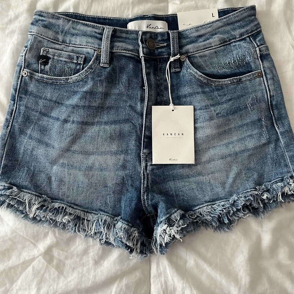 High rise denim shorts